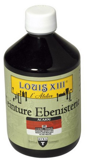 Teinture ébénisterie en flacon de 500 ml pour bois, idéale pour les meubles et boiseries anciennes