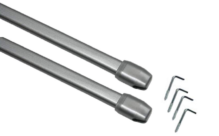 Tringles vitrage plates extensibles nickel en sachet de 2 pour voilages
