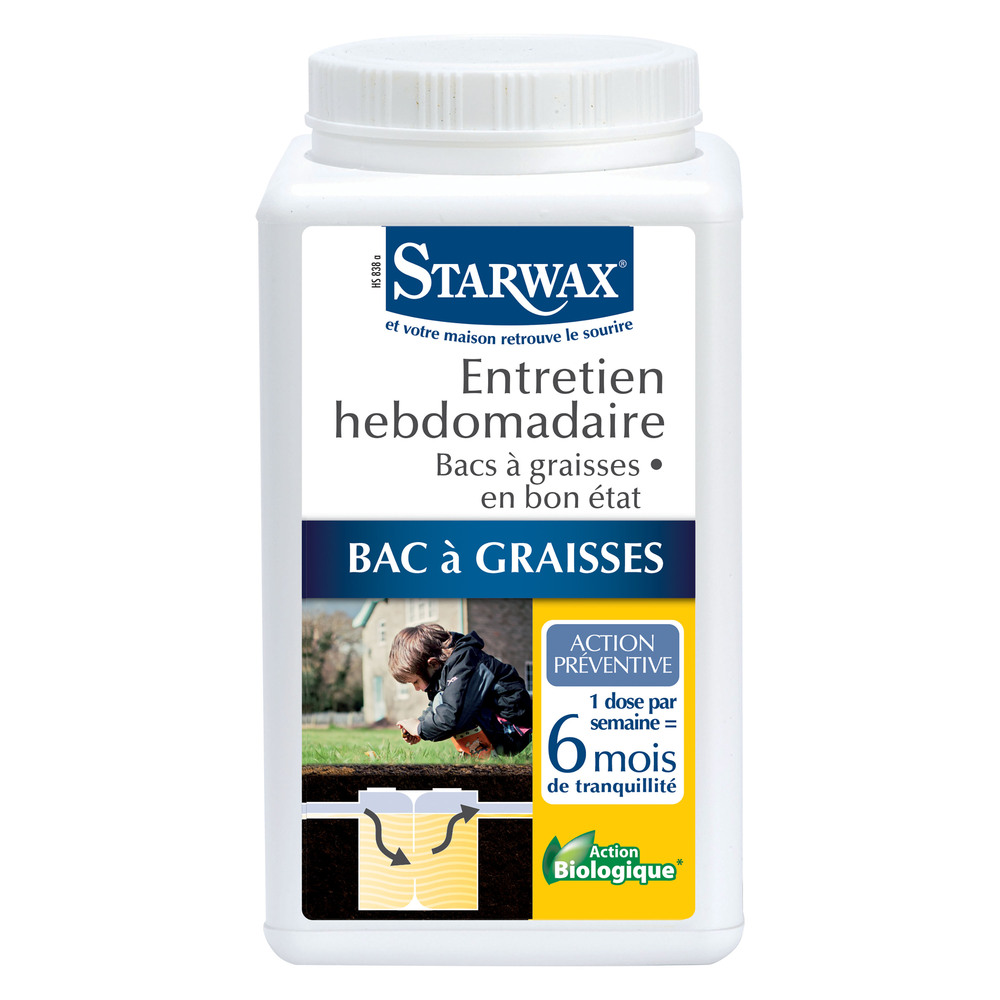 Produit d'entretien hebdomadaire pour bac à graisses 750g, activateur enzymatique pour fosses et canalisations