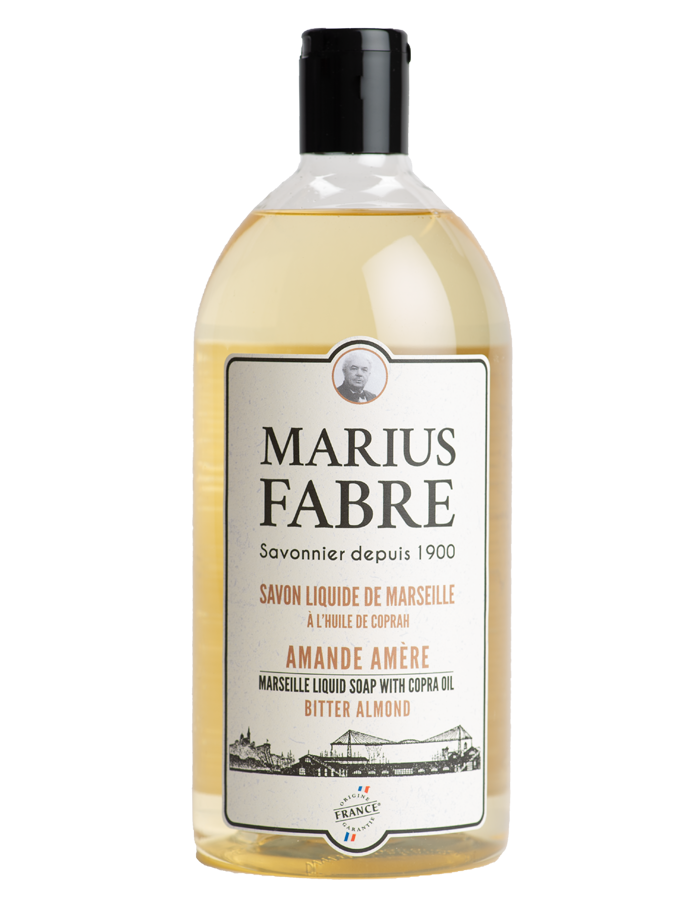 Savon de Marseille Liquide Senteur Amande en flacon 1 litre pour les mains et le corps