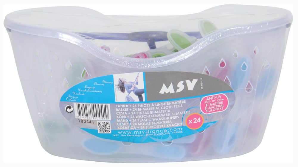 Panier + 24 Pinces à Linge Bi-Matière