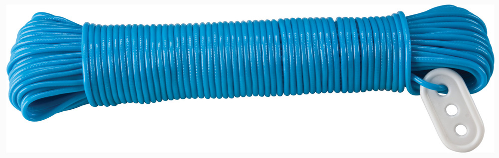 Corde à linge de 30 mètres avec tendeur intégré, idéale pour étendre le linge en extérieur.