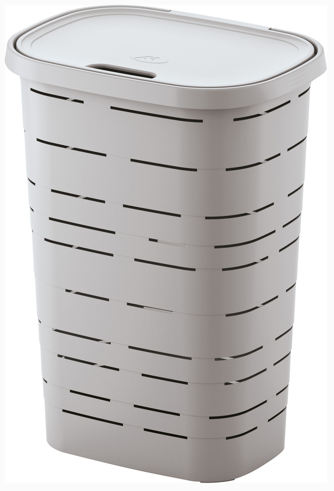 Coffre à linge Signature de 55L aspect lin avec couvercle