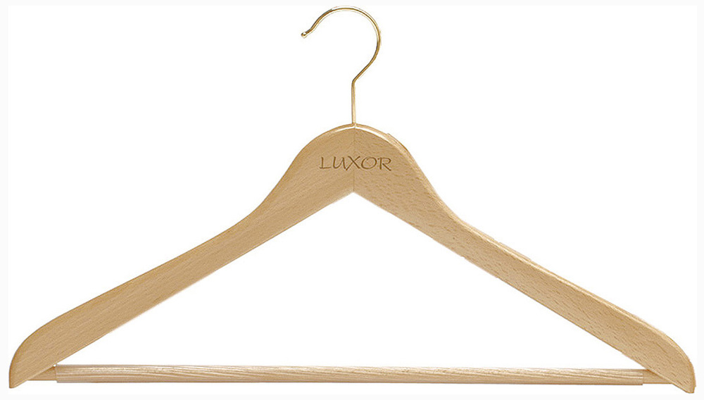 "Cintre galbé en bois naturel ""Luxor Sergent"" 45 cm avec crochet pivotant en métal"