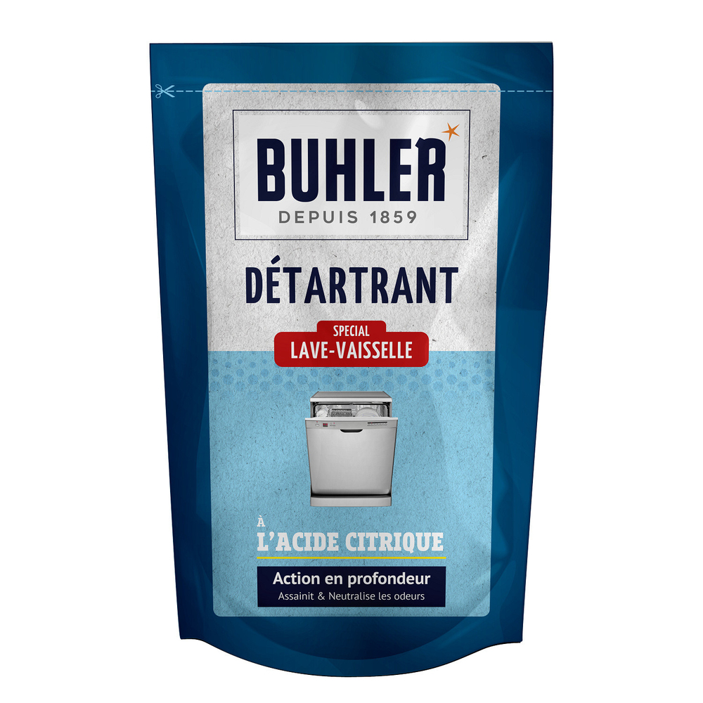 Nettoyant détartrant pour lave-vaisselle 200g, élimine calcaire et graisses pour une machine propre.