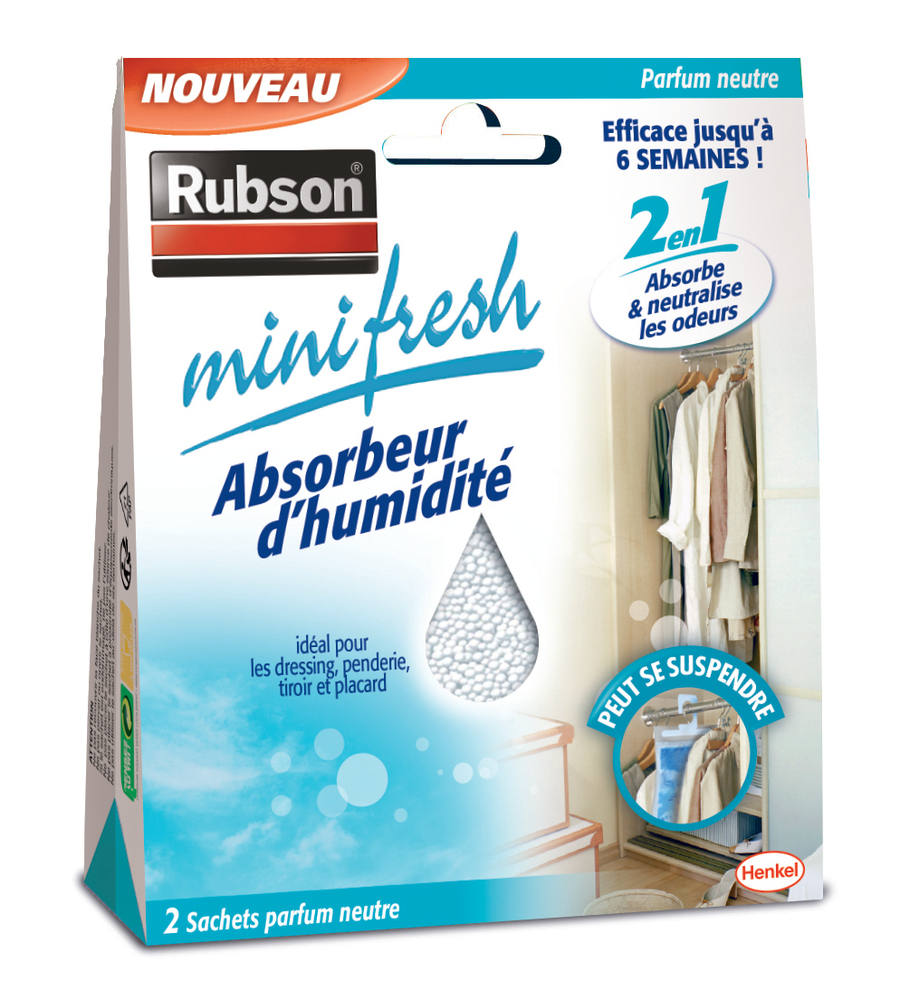 Absorbeur d'humidité Minifresh Neutre lot de 2 x 50 g contre l'humidité et les odeurs