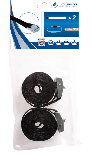 Sangles Boucle Zamak Noires 2.5 m Lot de 2 en Sachet Cavalier