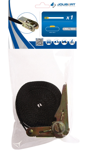 Sangle 25 mm Tendeur à Cliquet 5 m Noire en Sachet Cavalier