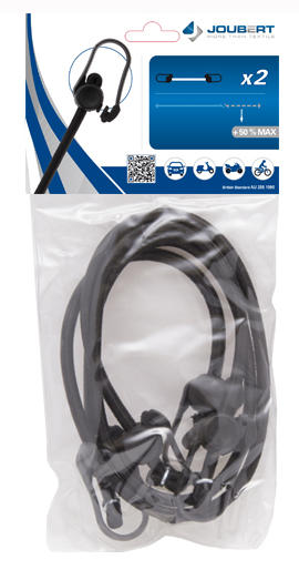 Sandow Click élastique de fixation 60 cm x Ø8 mm avec crochets, lot de 2 pour arrimage et sécurisation