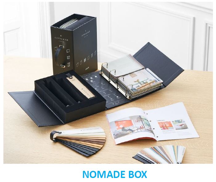 Collection Nomade Store, collection d'accessoires et de cartes nuances pour le bâtiment, personnalisable.