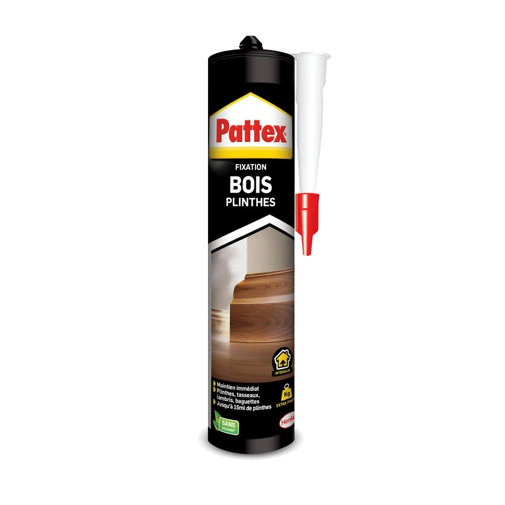 Colle fixation bois plinthe 380g en cartouche, forte adhérence