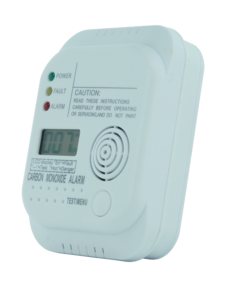 Détecteur de monoxyde de carbone mural blanc avec écran digital
