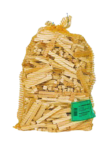 Bûchettes d'allumage en filet de 40 litres pour un allumage facile et rapide.