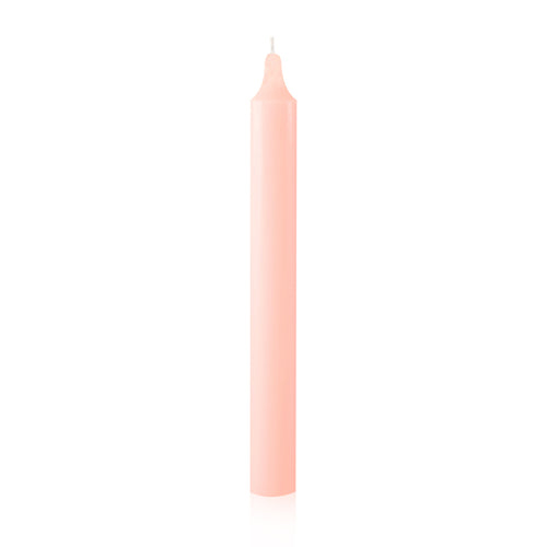 Bougie teintée masse rose pâle, sans parfum, de 21mm de diamètre et 200mm de hauteur