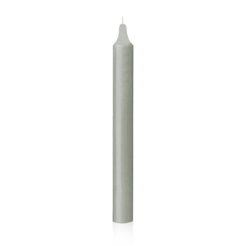 Bougie cylindrique grise teintée dans la masse, 21 mm de diamètre et 200 mm de hauteur, pour une ambiance décorative.