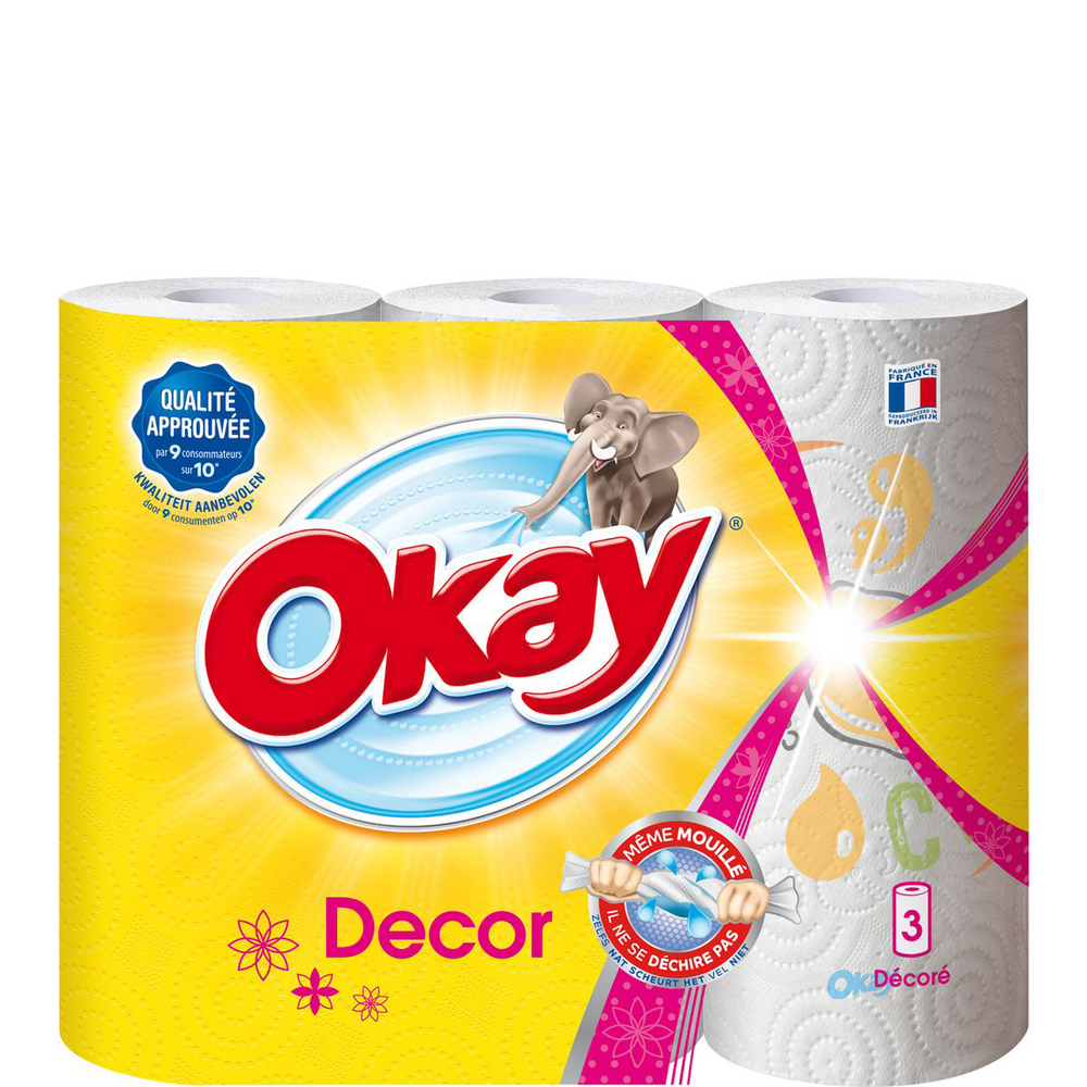 Essuie-tout décoré, lot de 3 rouleaux, motifs variés, ultra absorbant