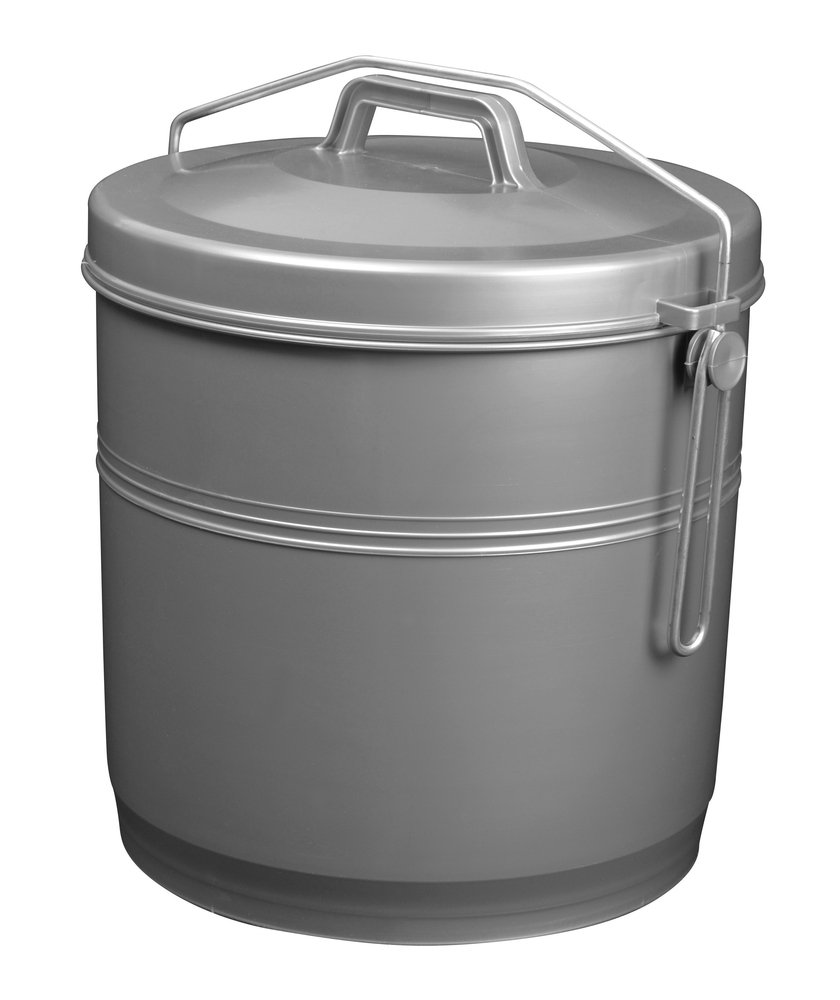 Poubelle à étrier en plastique gris silver 16L avec couvercle