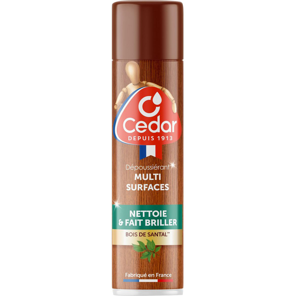 Dépoussiérant multi-surfaces parfum bois de santal 300 ml pour nettoyer et faire briller le bois et autres surfaces.