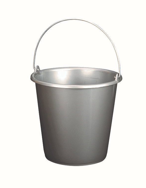 Seau ménager gris silver 8 litres en plastique robuste avec anse de transport