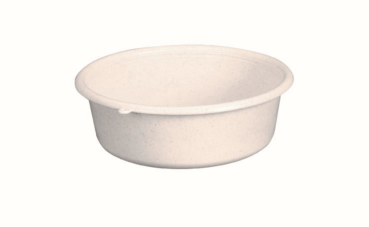 Cuvette ronde gris moucheté en plastique robuste pour le nettoyage ménager