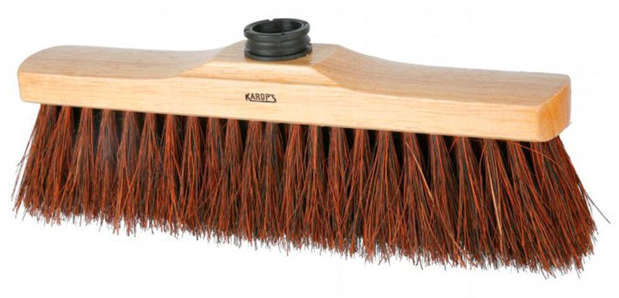 Balai droit en bois KAROP'S, largeur 30 cm, avec douille et fibres résistantes pour nettoyage intérieur
