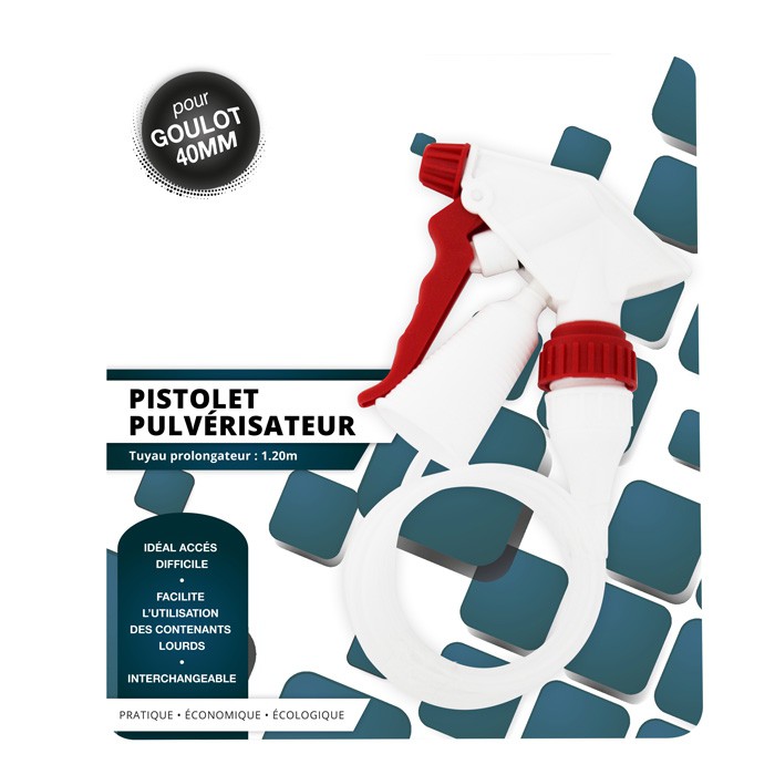 Pistolet pulvérisateur en plastique avec flexible de 1.2m pour le ménage et le jardin