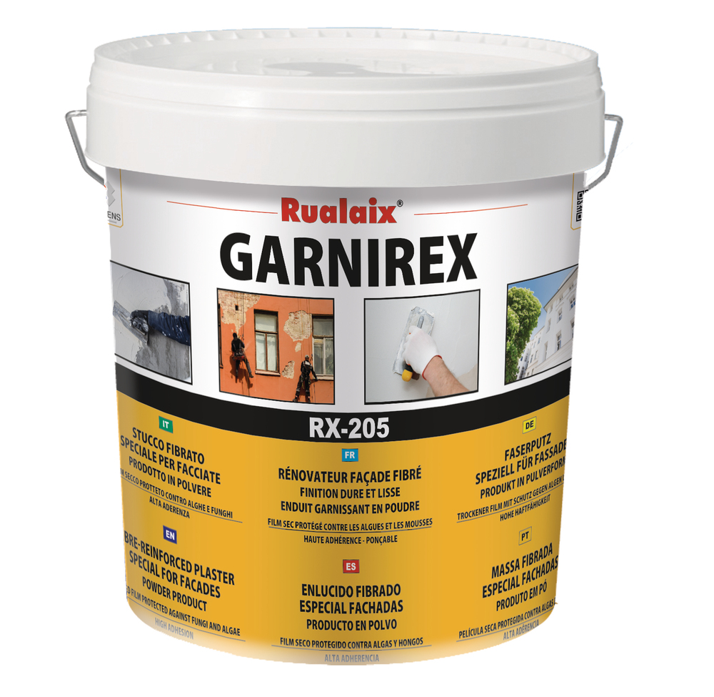 Enduit garnissant façade fibré en poudre RX-205 Garnirex 15 kg pour lissage et réparation murs extérieurs