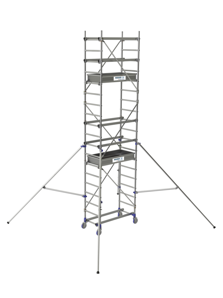 Échafaudage roulant Insider 120 Color en aluminium avec plateforme de travail et garde-corps