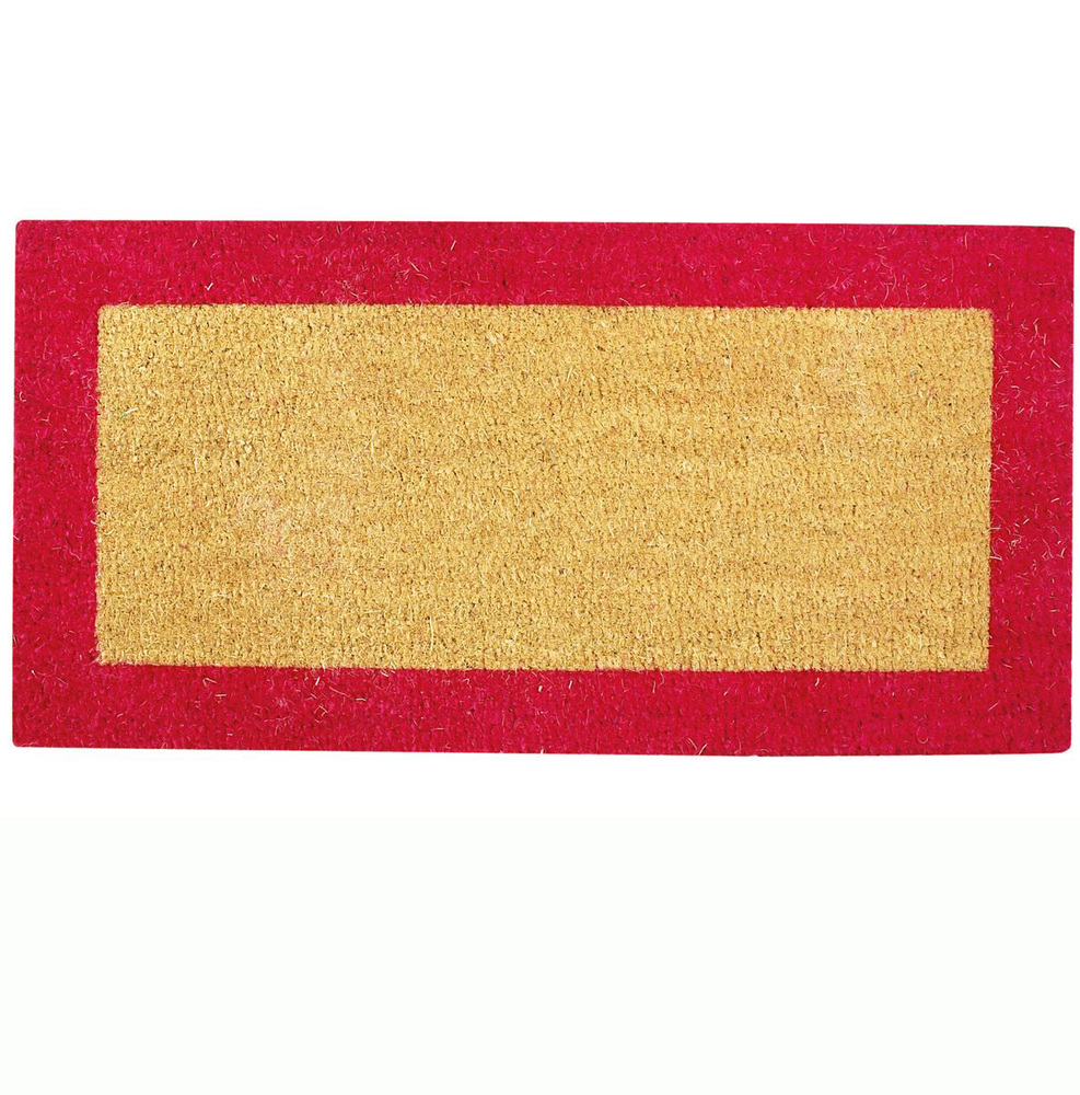 Tapis coco paillasson 23mm, coloris écru et rouge