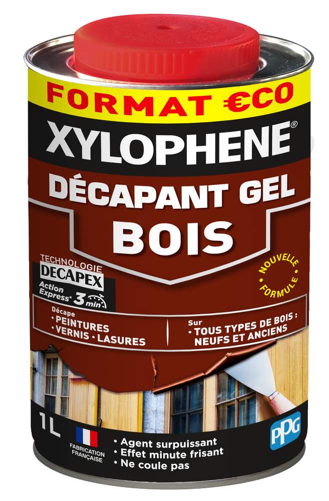 Décapant Gel Bois 1L format économique pour la préparation et la rénovation des surfaces en bois, formule gel non coulante