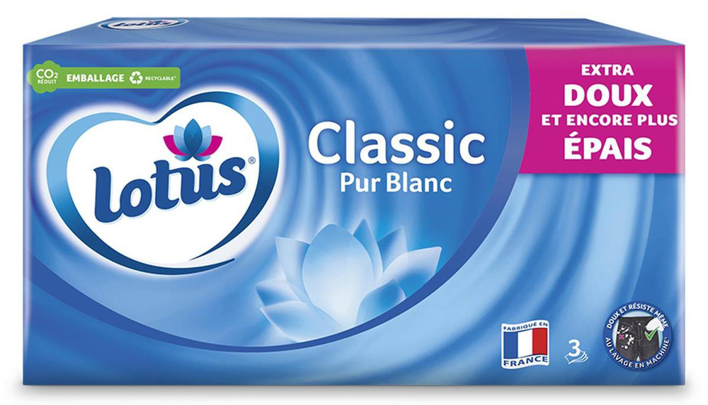 Mouchoirs Pur Blancs Lotus Original pack de 80 feuilles doux et résistants