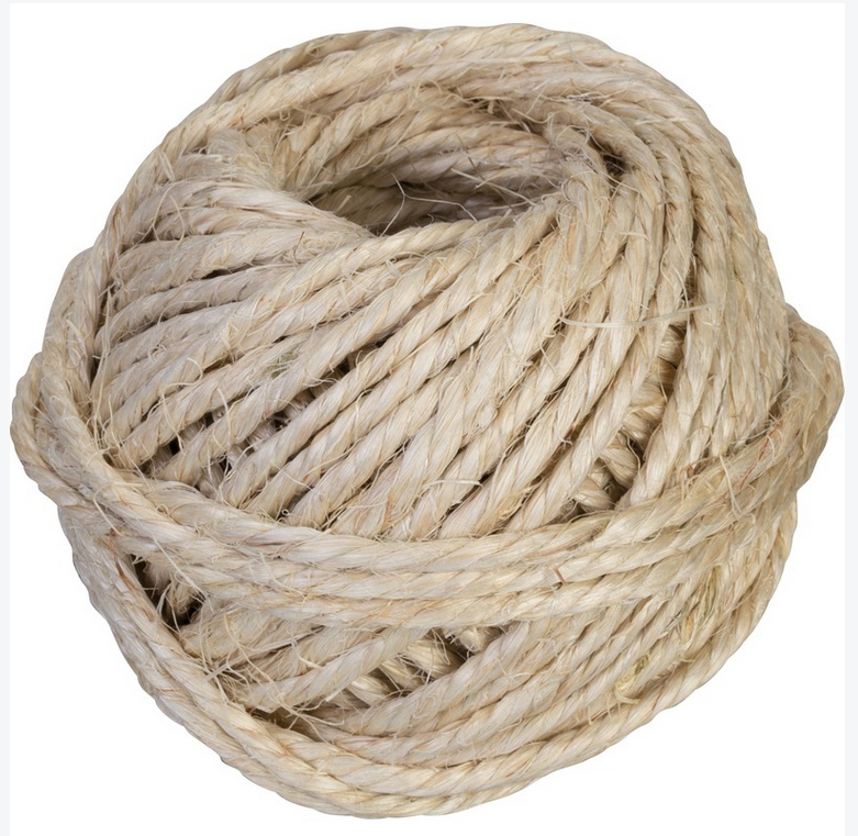 Pelote de ficelle sisal naturelle 6/2 de 500g sous film, utile pour le jardinage