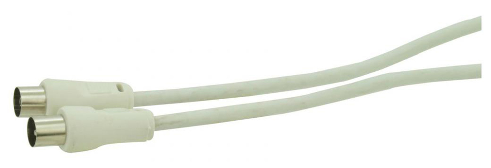 Cordon coaxial mâle/femelle blanc 100Hz pour raccordement TV