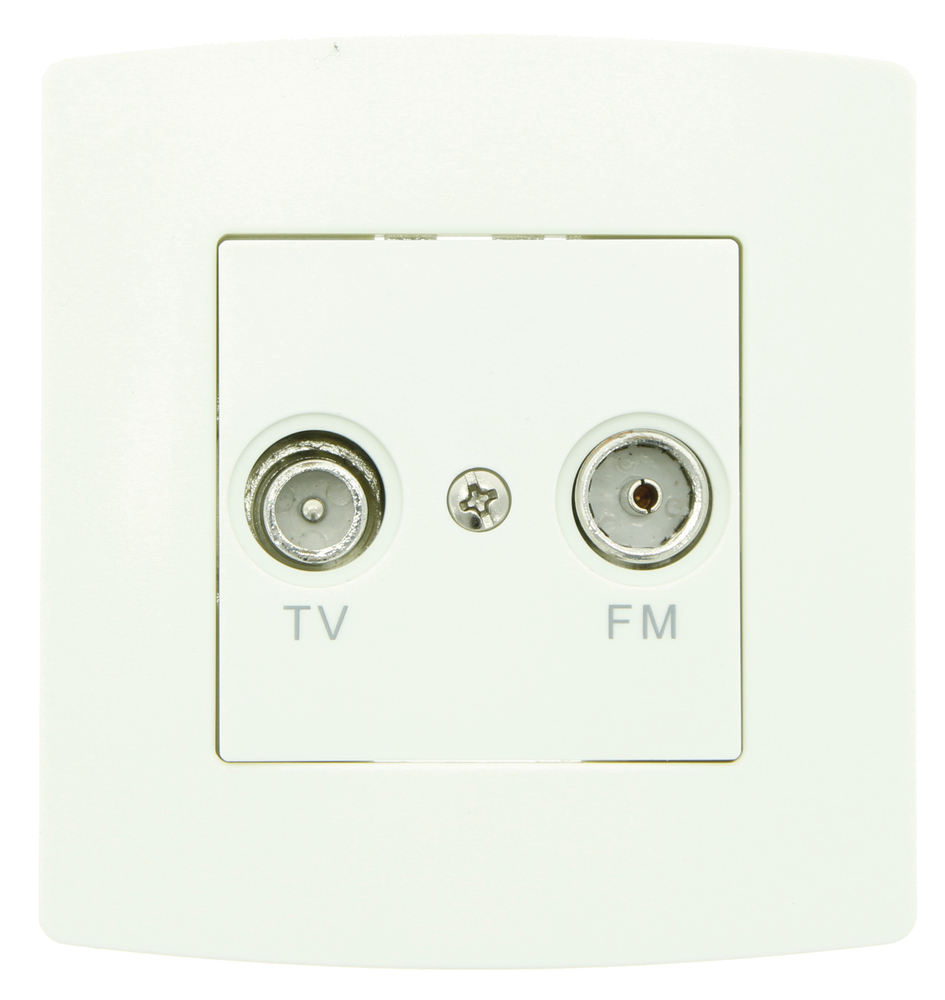 Prise antenne murale TV FM blanche