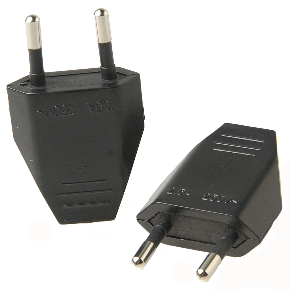 Fiche mâle électrique 2.5A noires pour câblage, lot de 2 pièces.