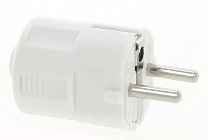 Fiche universelle mâle 16A blanche 2P+T à câbler pour installation électrique