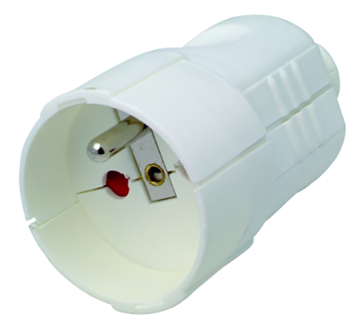 Fiche électrique femelle blanche 16A 2 pôles + terre