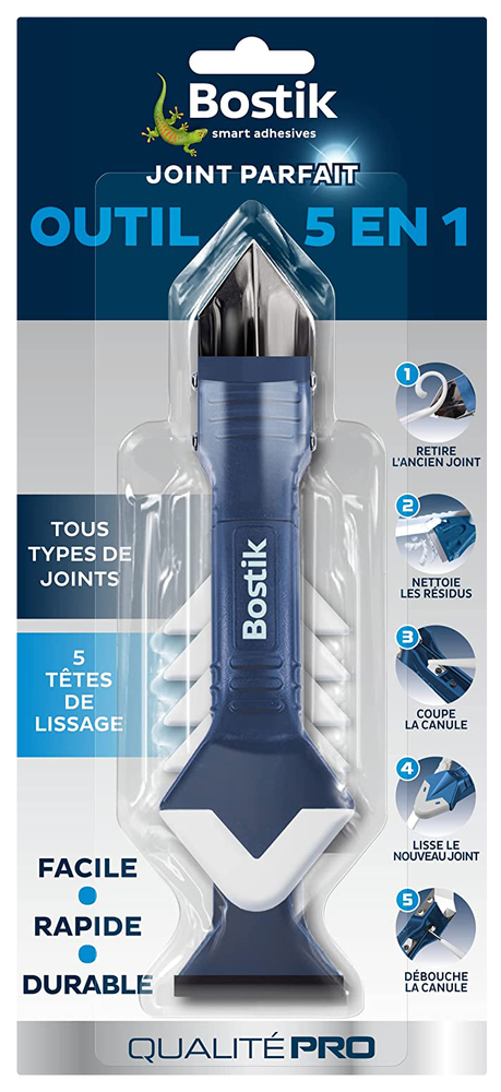 Outil multifonction Joint Parfait 5 en 1 pour retirer et lisser les joints de silicone et mastic