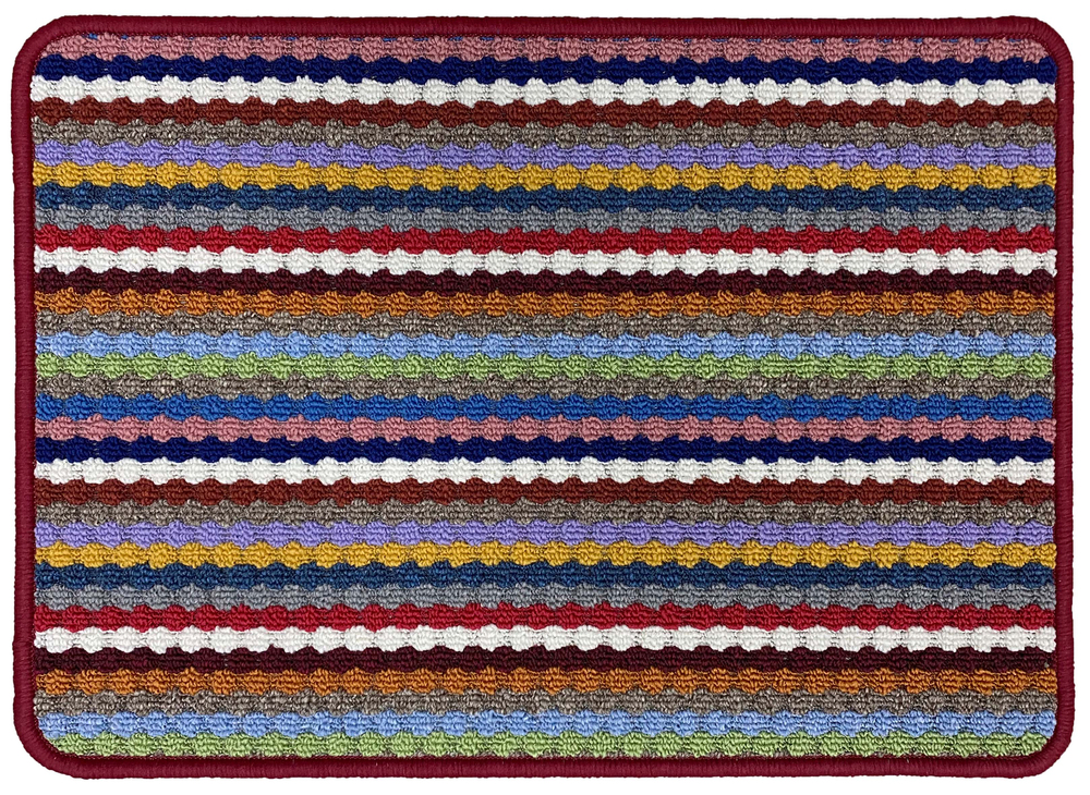 Tapis aiguilleté multi-usages à rayures multicolores 40 x 60 cm
