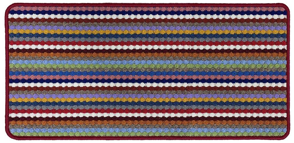 Tapis Multi Stripes Multi Color 67 x 120 cm, à motifs rayures multicolores, aiguilleté et résistant pour usage multi-usages.