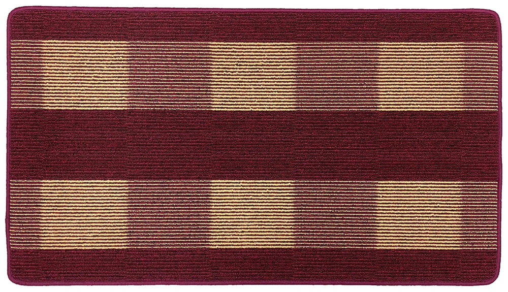 Tapis aiguilleté multi-usages Karee rouge 67 x 120 cm, résistant et facile d'entretien