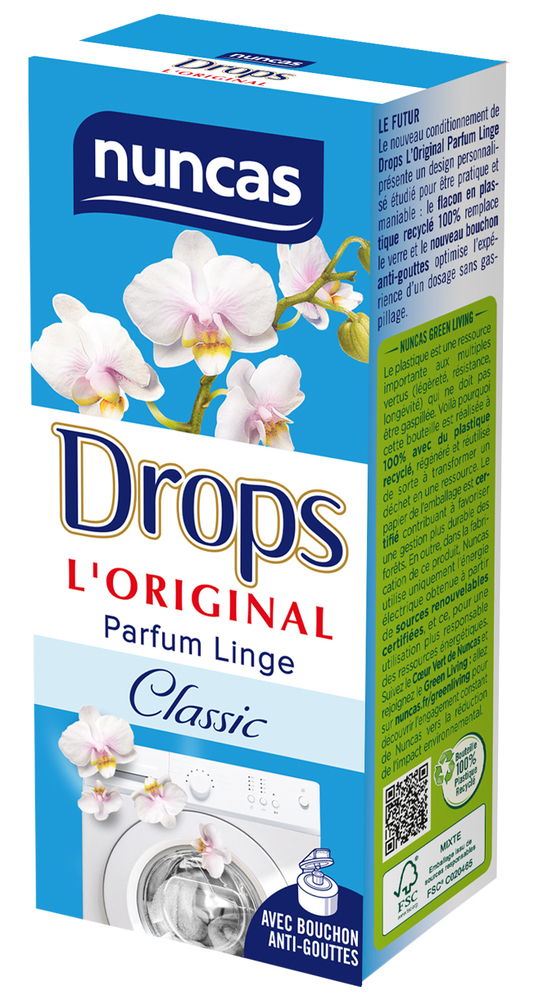 Flacon de parfum linge concentré Drops Classic 100 ml pour une fraîcheur longue durée