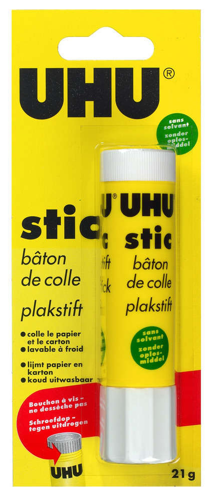 Stick Colle Blanche de 21g en blister, pour papier et carton