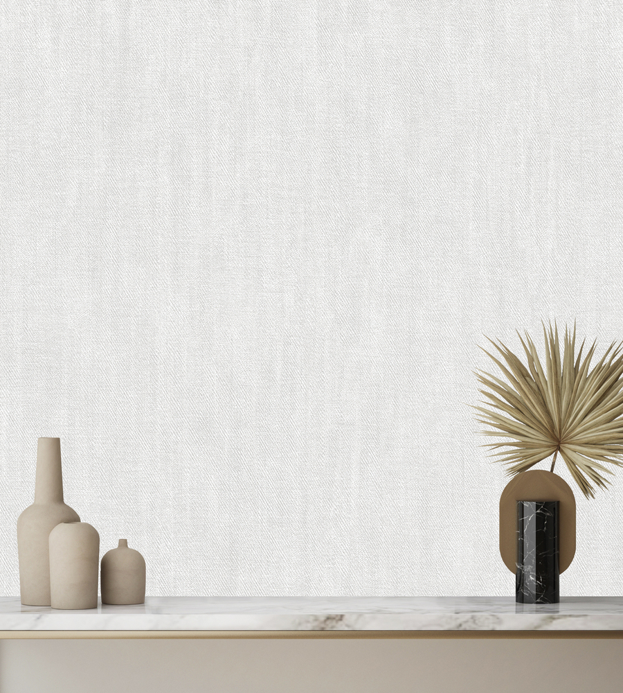 B11400 Papier Peint Vinyle Expansé sur Intissé Textile Blanc