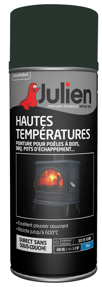 Aérosol de peinture haute température 600° gris fonte mat, 400 ml