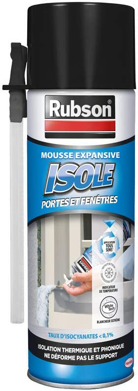 Mousse expansive PU blanche 500 ml pour isolation et étanchéité des portes et fenêtres
