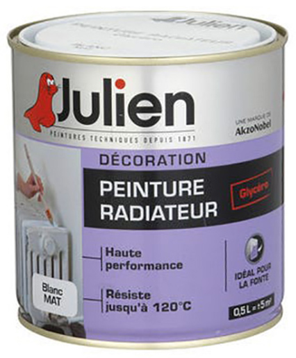 Pot de peinture radiateur glycéro blanc satiné 0.5L, résistant aux hautes températures