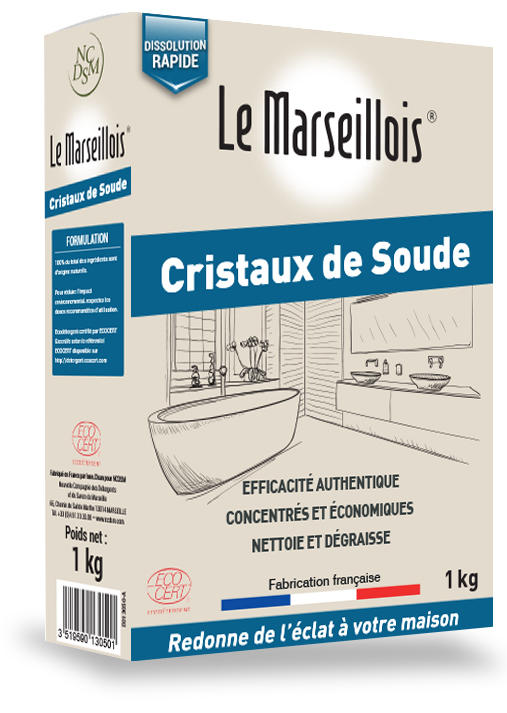 Cristaux de Soude Le Marseillois 1 kg, nettoyant ménager multi-usages écologique