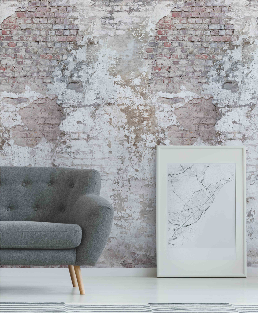 Papier peint panoramique A42301 motif briques vieillies, 3 lés de 159 x 280 cm