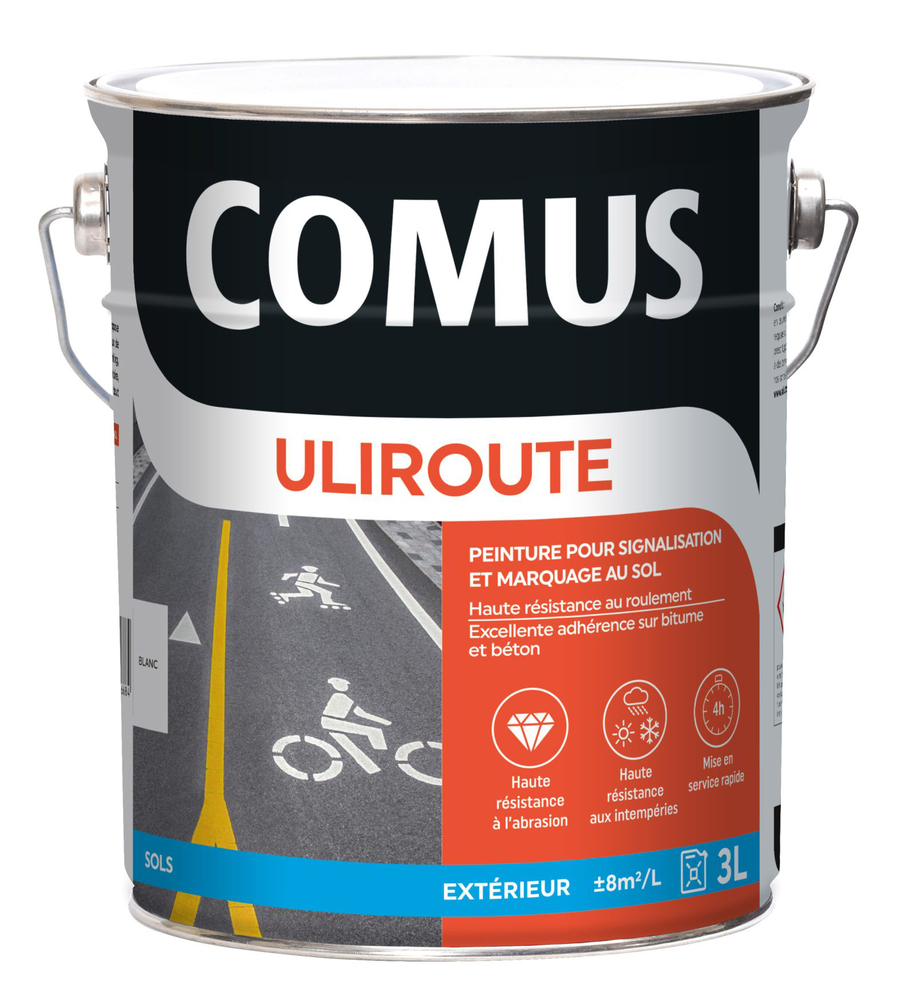 Pot de peinture de marquage au sol et signalisation Comus Uliroute 3L haute résistance